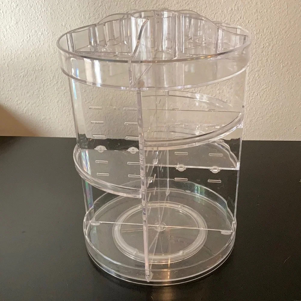 Clear Rotating Beauty Makeup Organizer Storage Space Saver Jewelry Skincare
